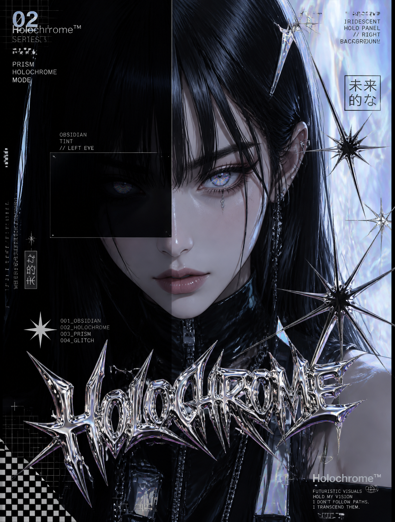 AI art: Obsidian & HolographicFuturistic anime girl with sleek je... | GPT Image | @user_ad39abe0