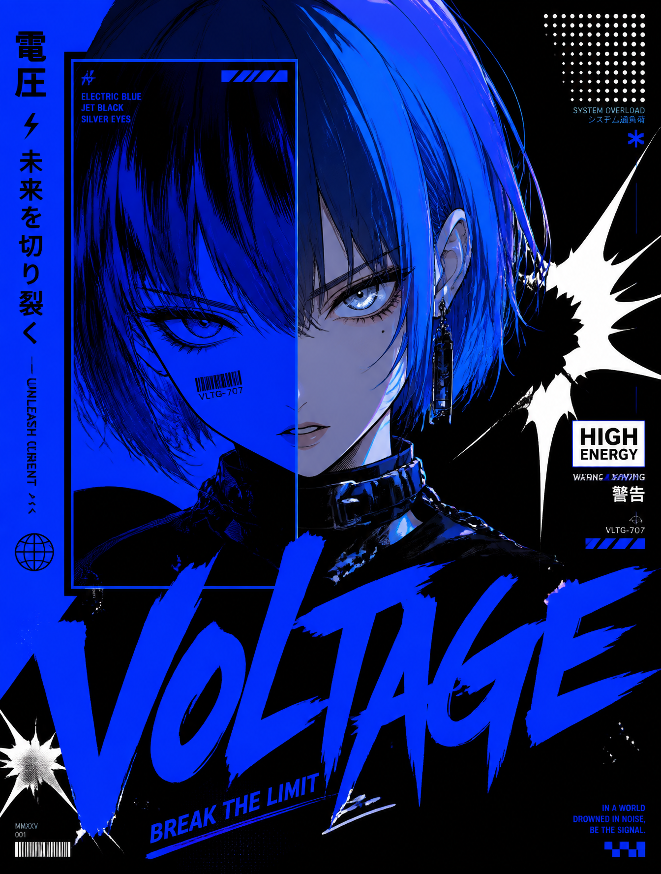AI art: Electric Blue & Jet BlackAnime girl with short electric b... | GPT Image | @user_ad39abe0