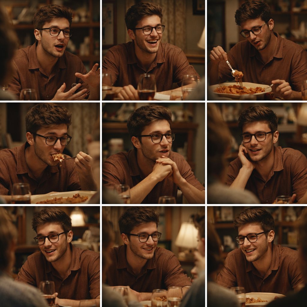 3x3 Grid Storyboard Contact Sheet Comprised OF Nine Candid, Cinematic sample 1