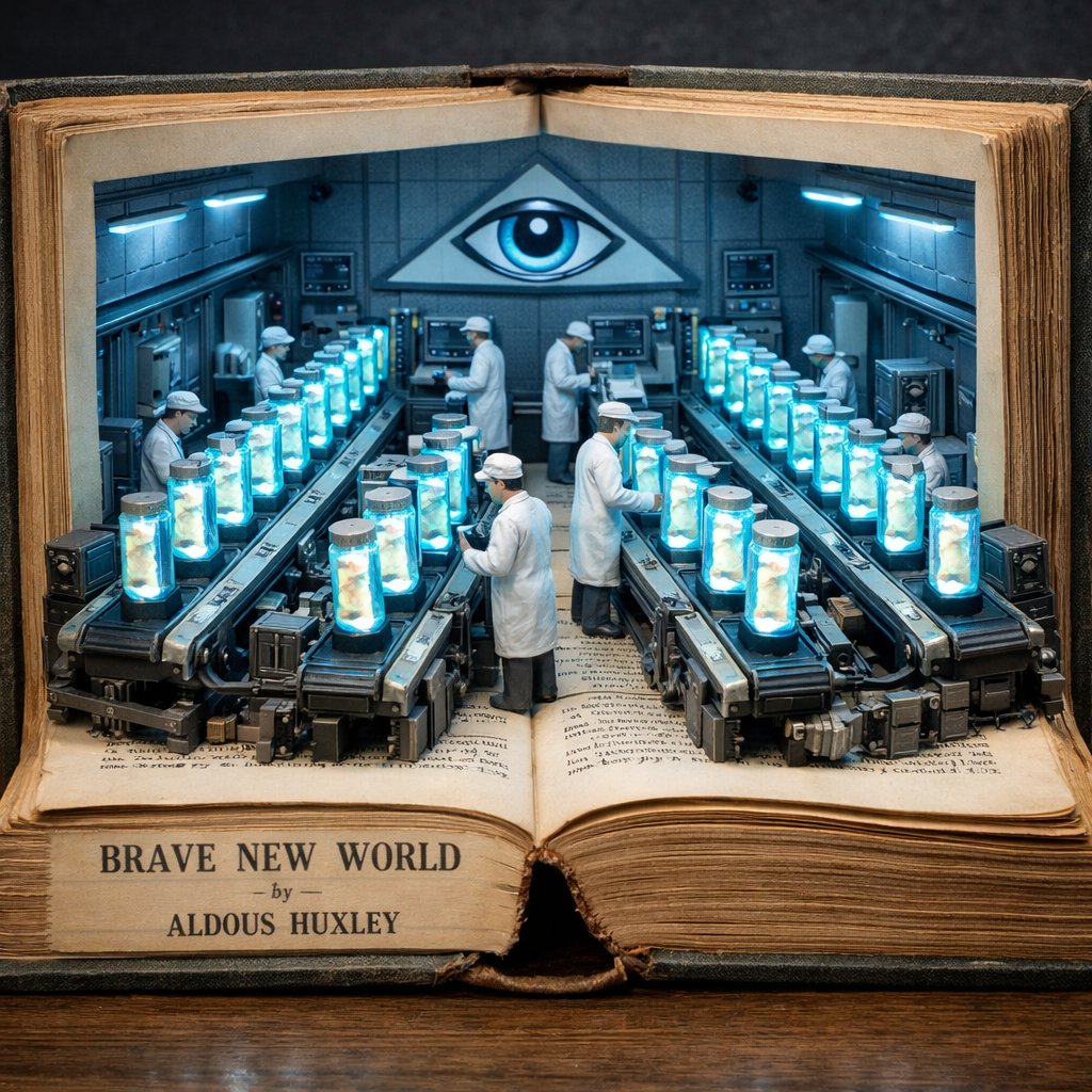 Surreal Diorama Emerging From AN Open Vintage Book OF Brave sample 1