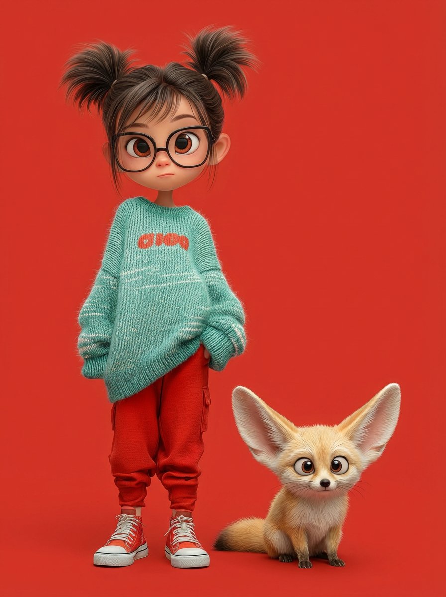 Cute 3D Pixar-style Character Portrait OF A Little Girl With sample 2