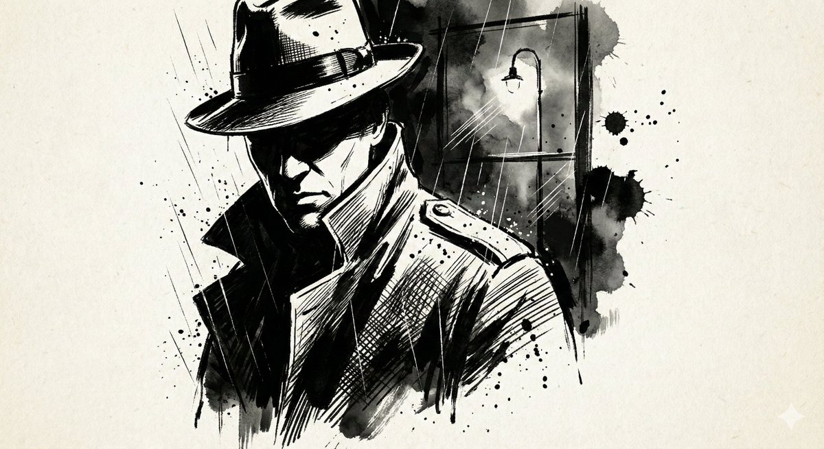 High-contrast Ink Noir Portrait OF Subject, Illustrated Entirely With Expressive sample 2