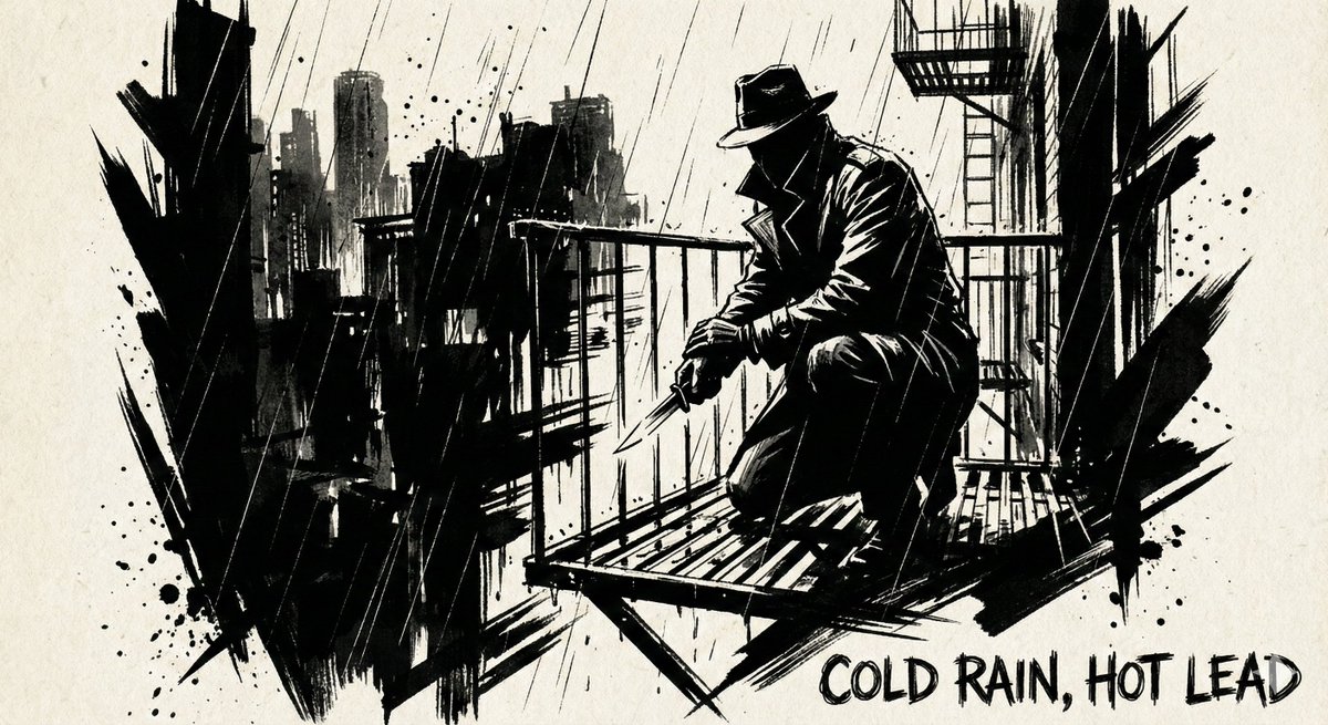 High-contrast Ink Noir Portrait OF Subject, Illustrated Entirely With Expressive sample 3