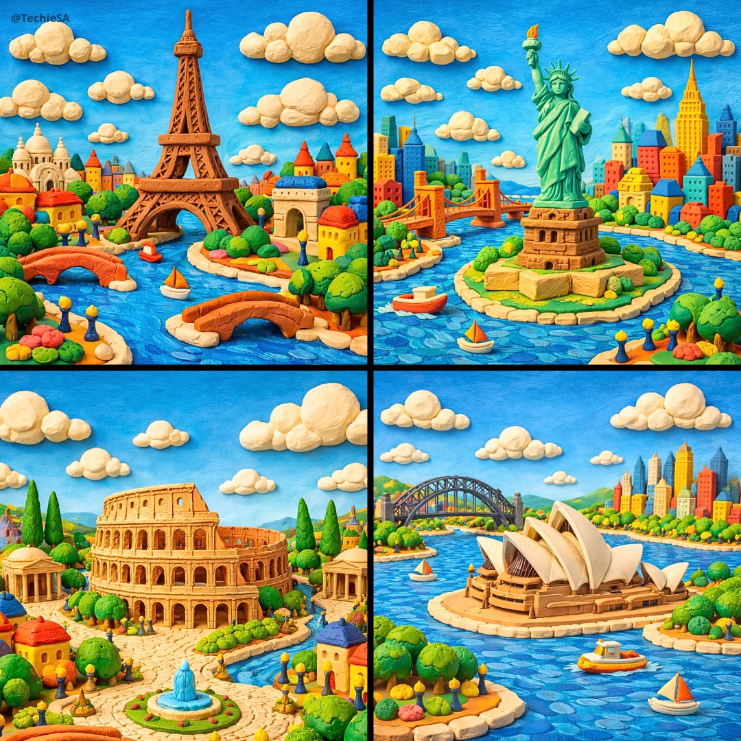 Whimsical Miniature World Featuring Subject Crafted Entirely From Colorful Modeling sample 1