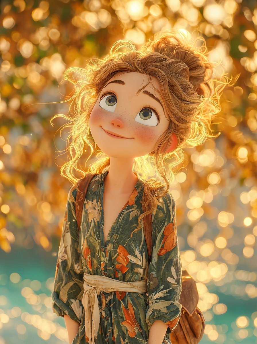 Dreamy, Cinematic 3D Animated Girl With Big Expressive Eyes And sample 2