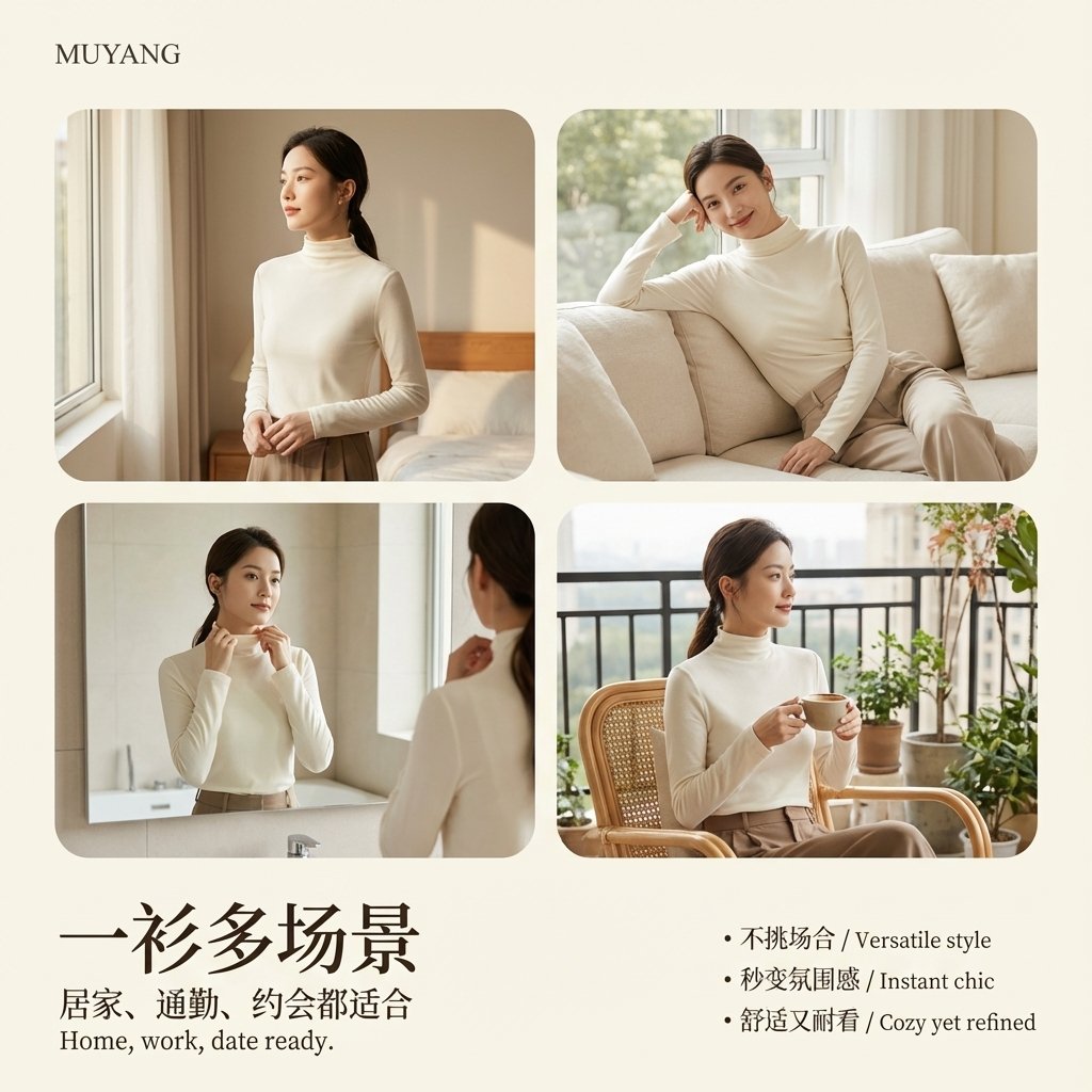 9：16竖版高端极简时尚产品海报。柔和摄影棚自然日光，温暖米白渐变背景（ sample 4