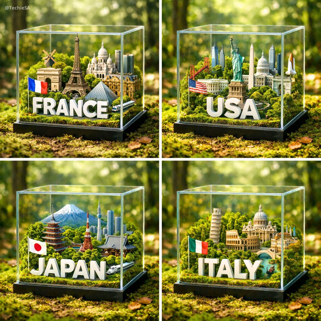 Hyper-realistic 1080x1080 Photograph OF A Glass Cube Diorama Placed ON sample 1