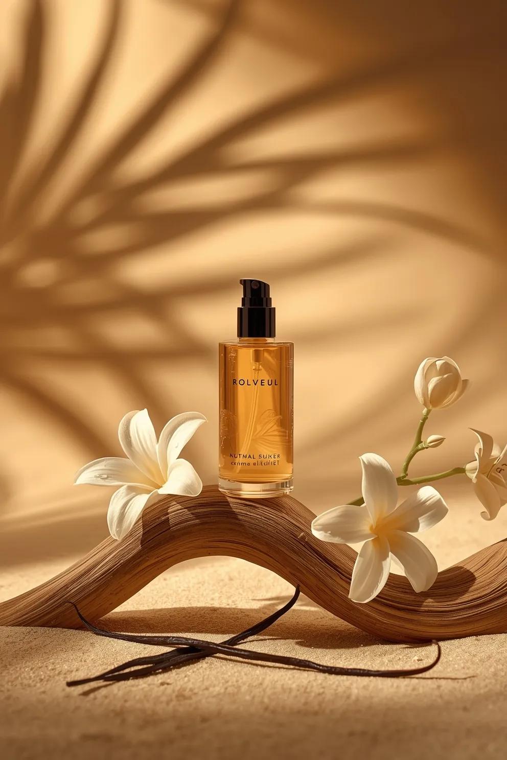 - Ultra-cinematic Luxury Skincare Product Photography OF A Translucent Amber sample 2