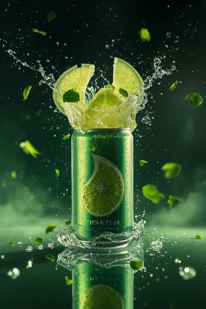 - Ultra-cinematic Beverage Advertising Shot OF A Sparkling Lime Soda sample 4