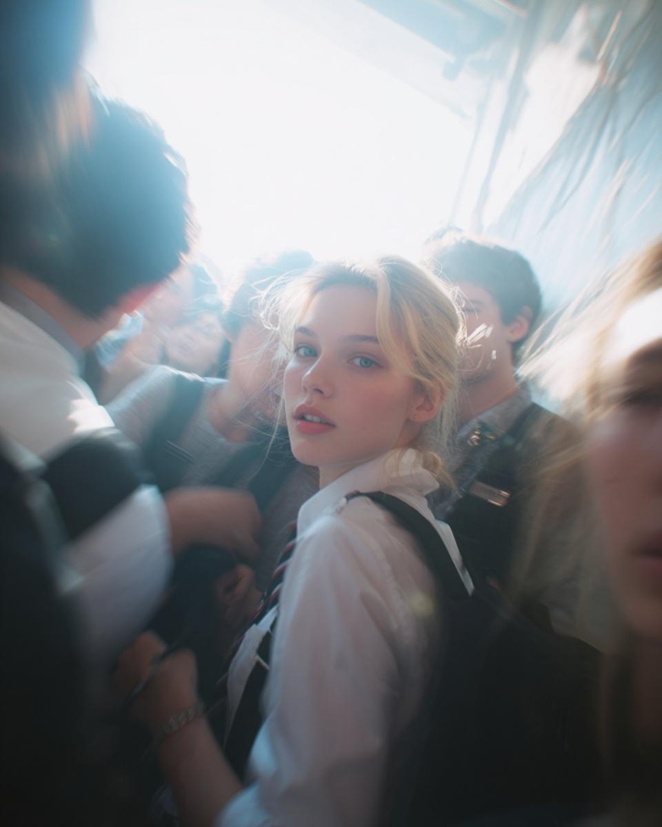 Paparazzi-style Extreme Close-up Photo OF A Woman With Striking Facial sample 3