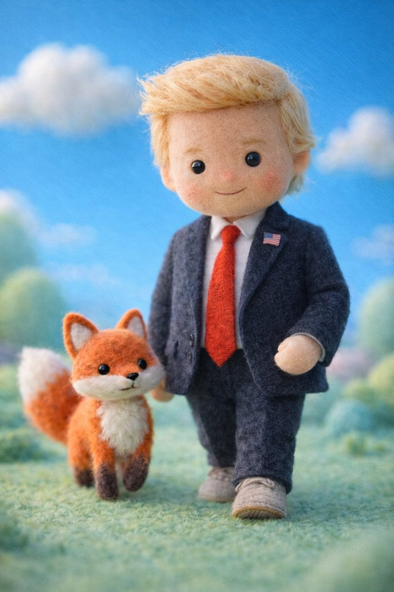 A handcrafted felt miniature illustration of Celebrity reimagined as a soft wool doll character.... thumbnail 4