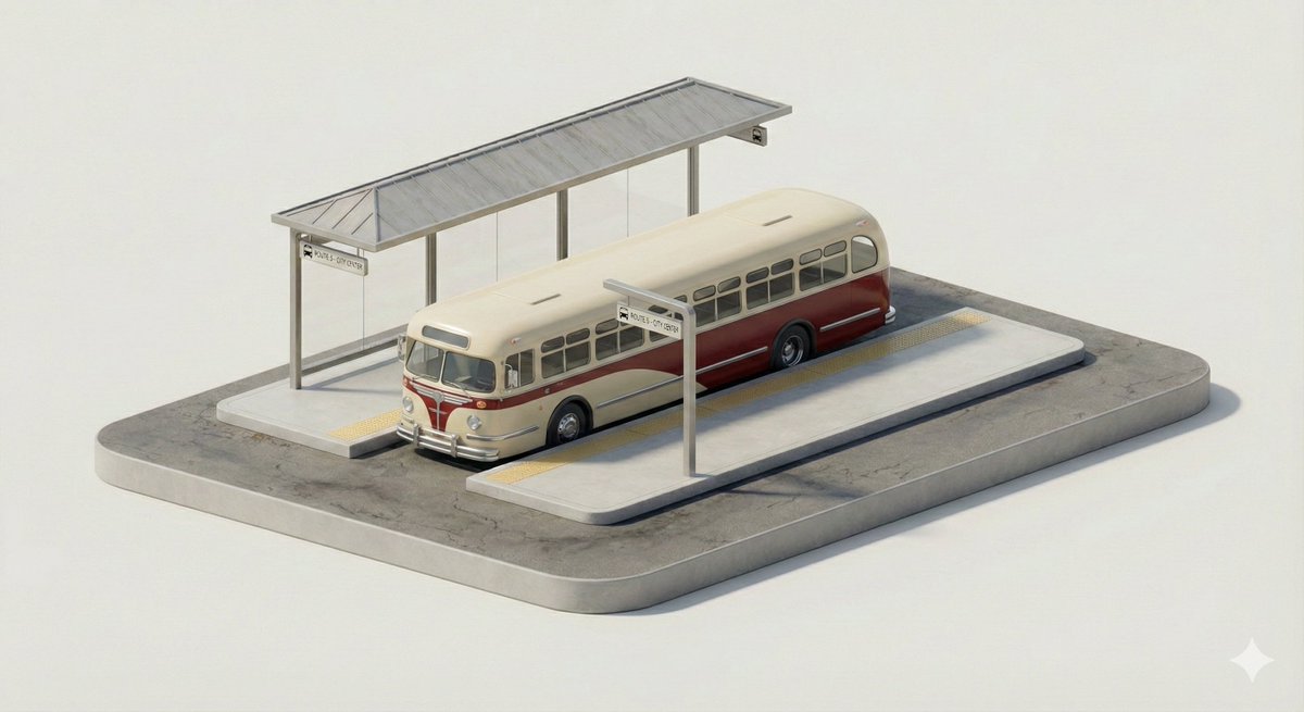 Clean, Minimal 3D Isometric Diorama OF A Subject Stop, Featuring sample 4