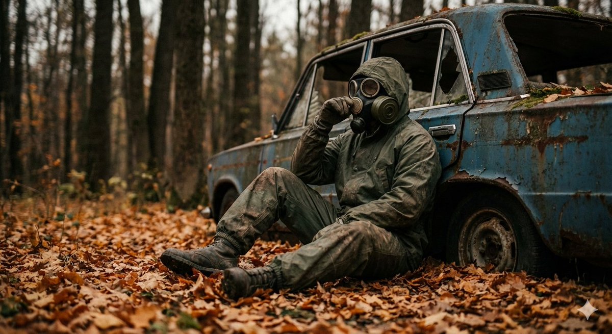 Cinematic, Ultra Realistic Post Apocalyptic Scene OF A Lone Survivor sample 2