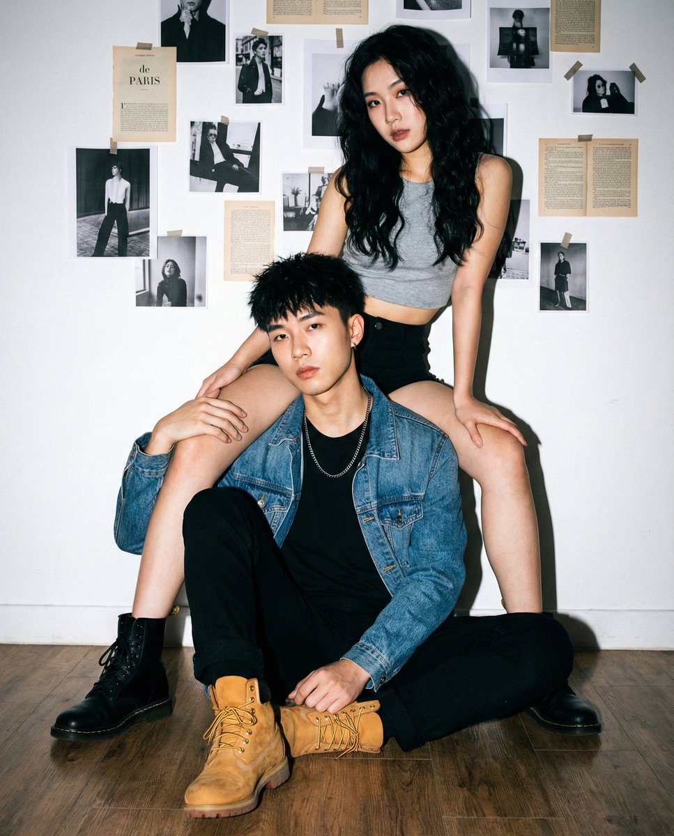 Young Asian Couple, Cool/edgy Fashion Models., sample 1