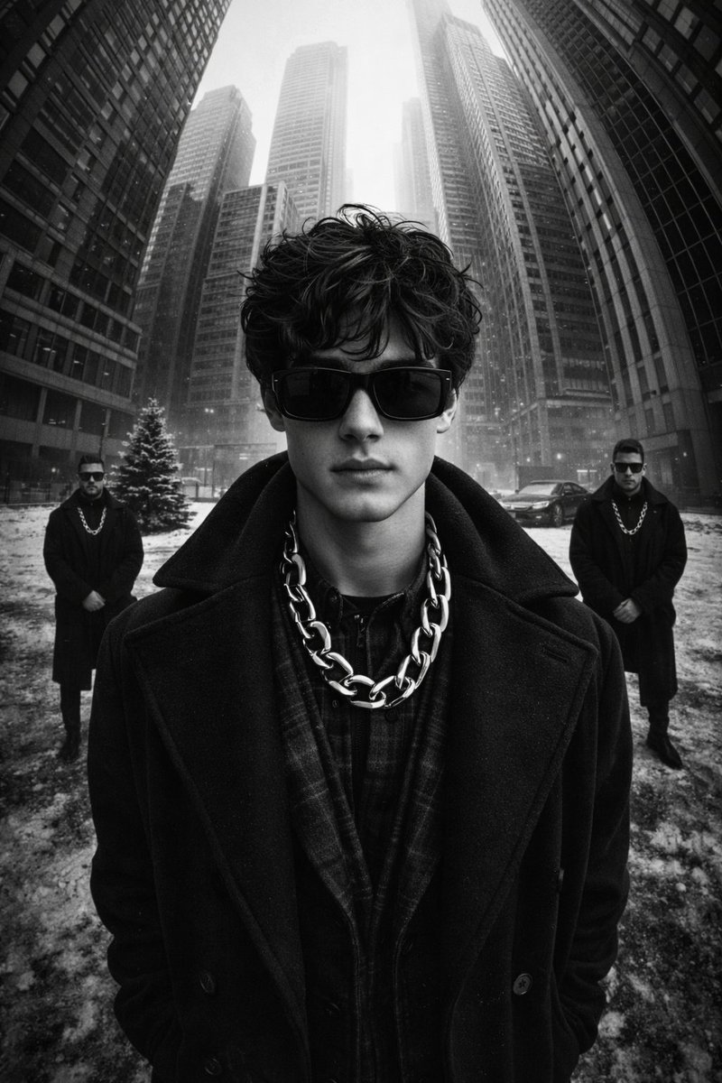 Black-and-white, High-contrast, Ultra-glamorous Street Fashion Editorial Photograph Taken With AN sample 2