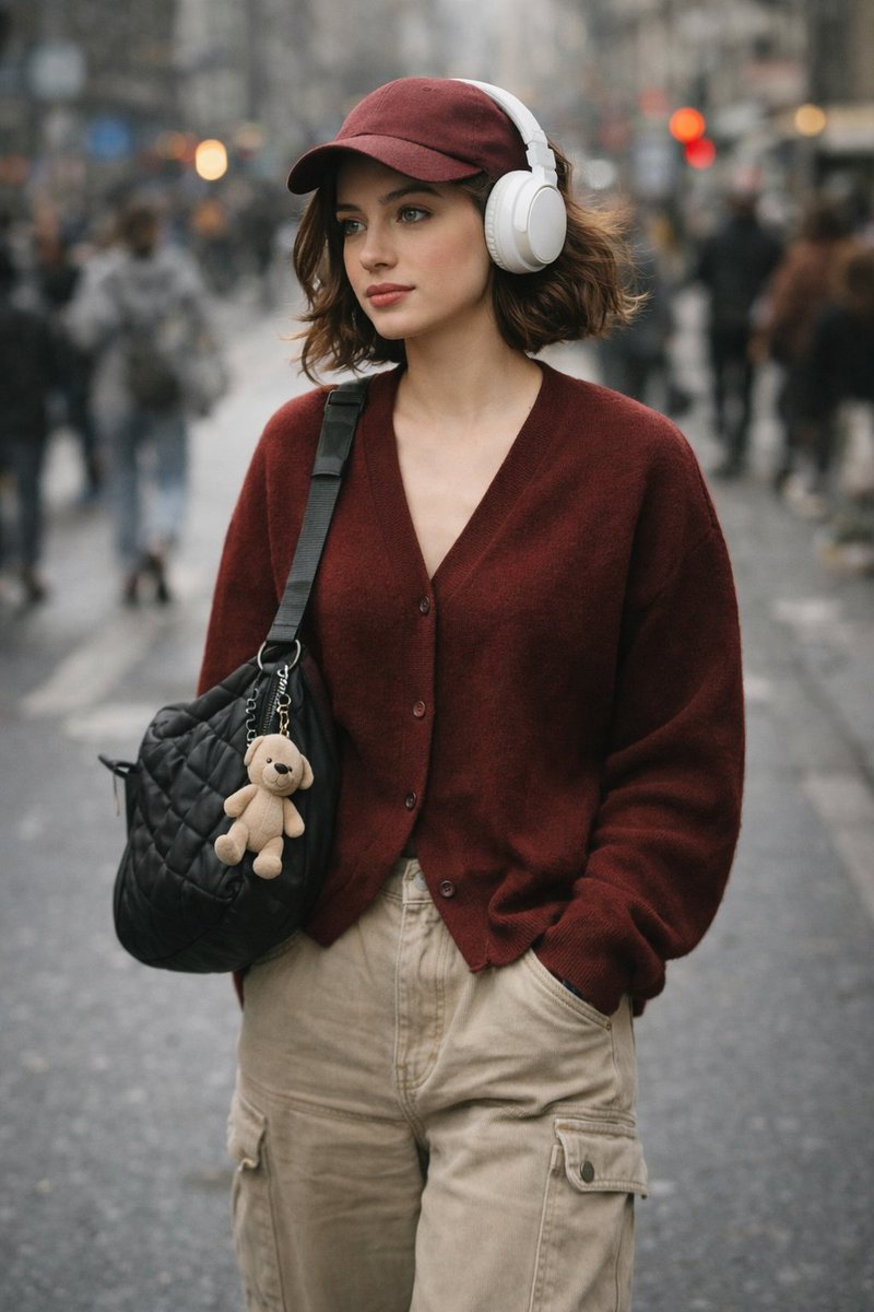 High-quality, Candid Street Photography Shot OF A Stylish Young Woman sample 1