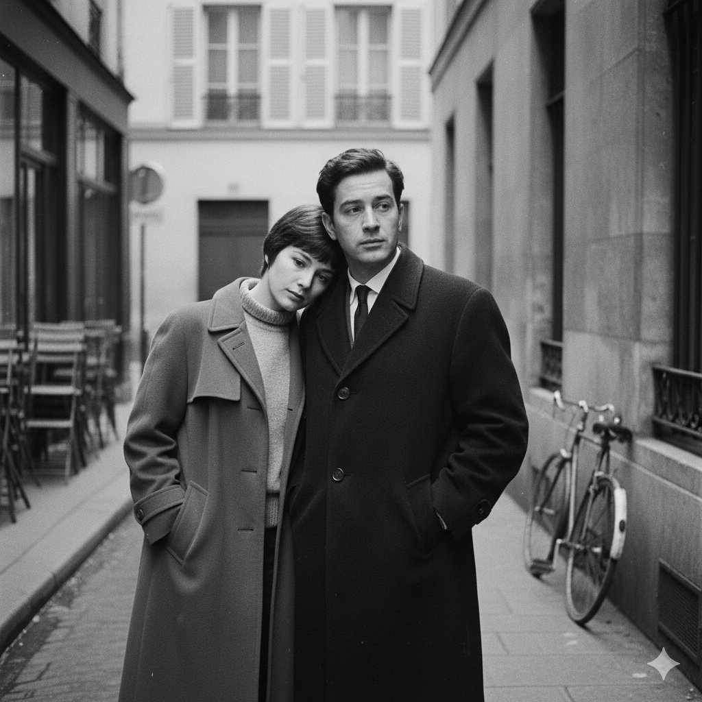 French New Wave–style Minimalist Lovers Scene, Black And White, 1950s–1960s sample 1