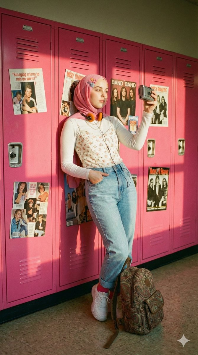 Cinematic, Nostalgic Portrait OF A Young Hijab Woman (use The sample 2