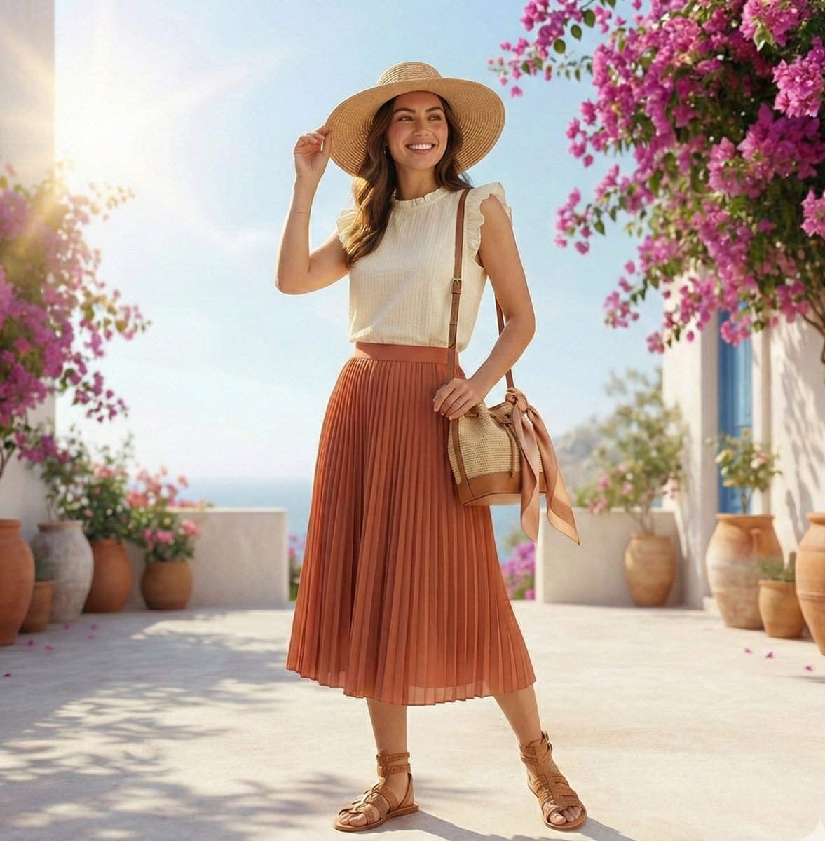 High-fashion Summer Outfit Infographic With Color-coordinated Floating Elements Arranged IN sample 2