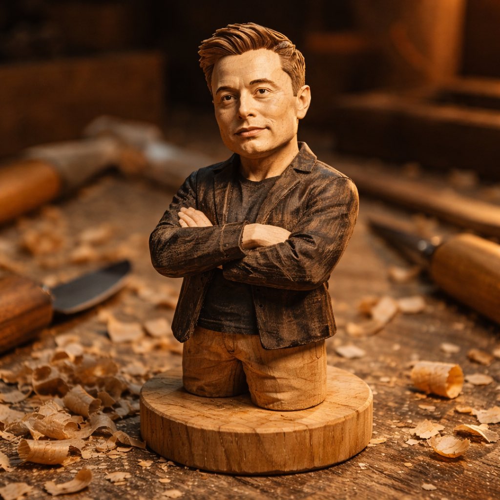 Hand-carved Wooden Miniature Figure OF Subject, Shaped With Visible Knife sample 2