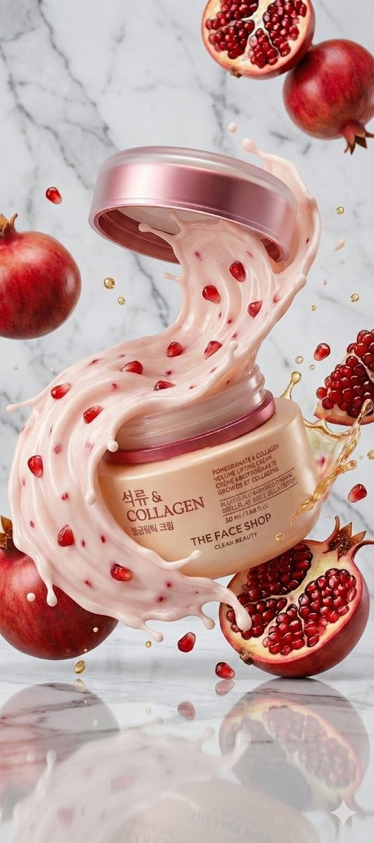 A hyperrealistic premium product photography scene of a smooth beige cosmetic jar labeled “Colla... thumbnail 2
