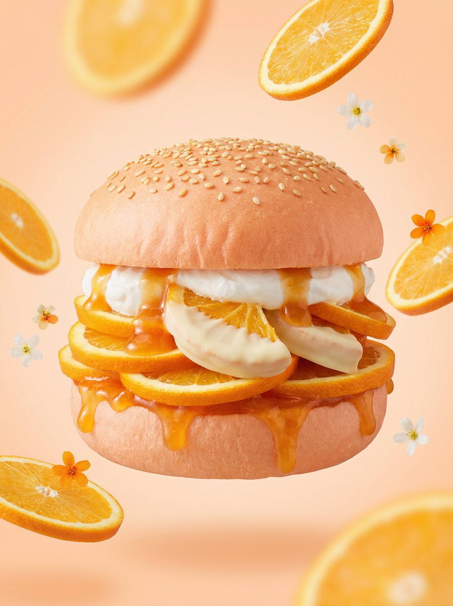 Hyper-realistic Variable Dessert Burger, Centered Composition, Soft Pastel Variable Color sample 3