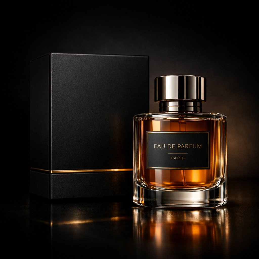 Luxury Perfume Product Photography IN A Dark Cinematic Studio. A sample 1