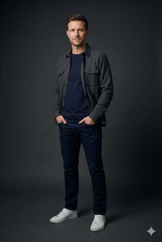 Photorealistic studio portrait of an average British man in his late 20s to early 40s, natural a... thumbnail 2
