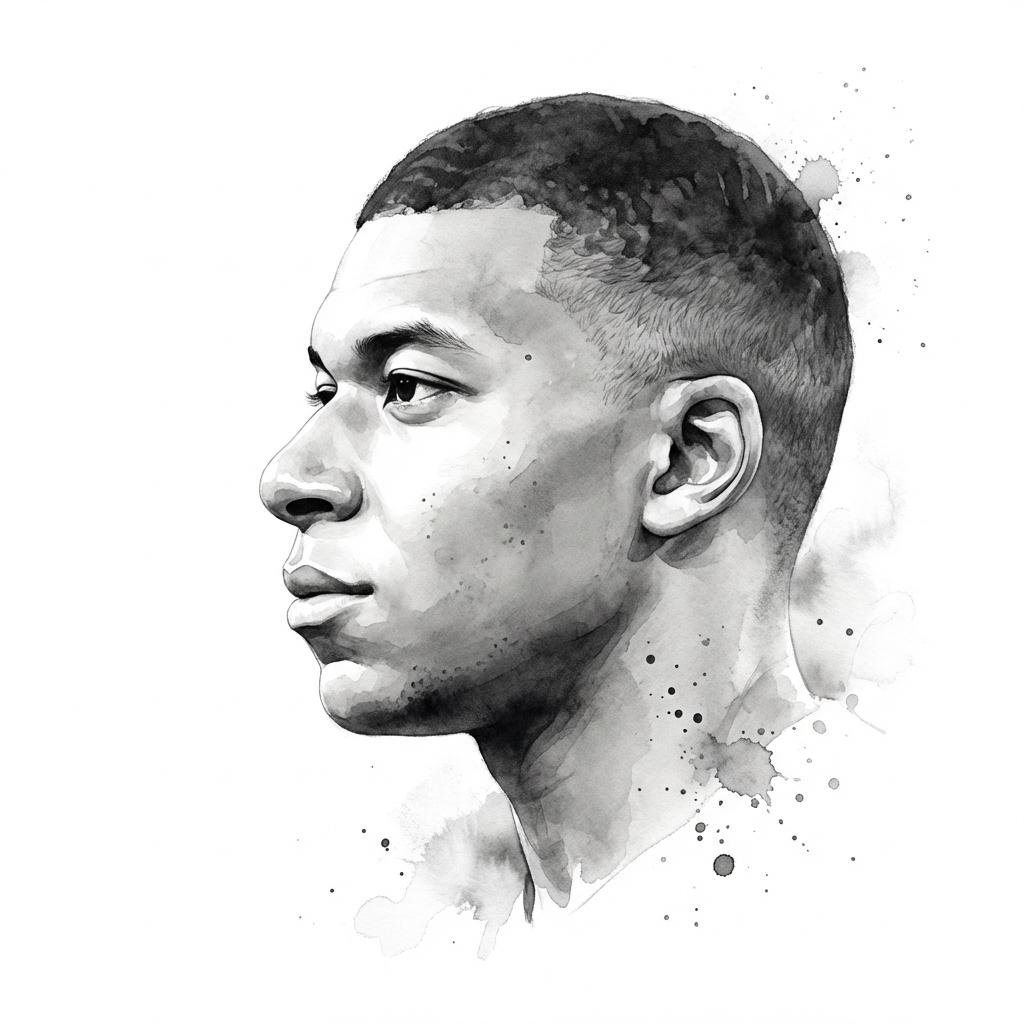 Transform the input photo into a refined monochromatic ink portrait on a pure white background. ... thumbnail 2