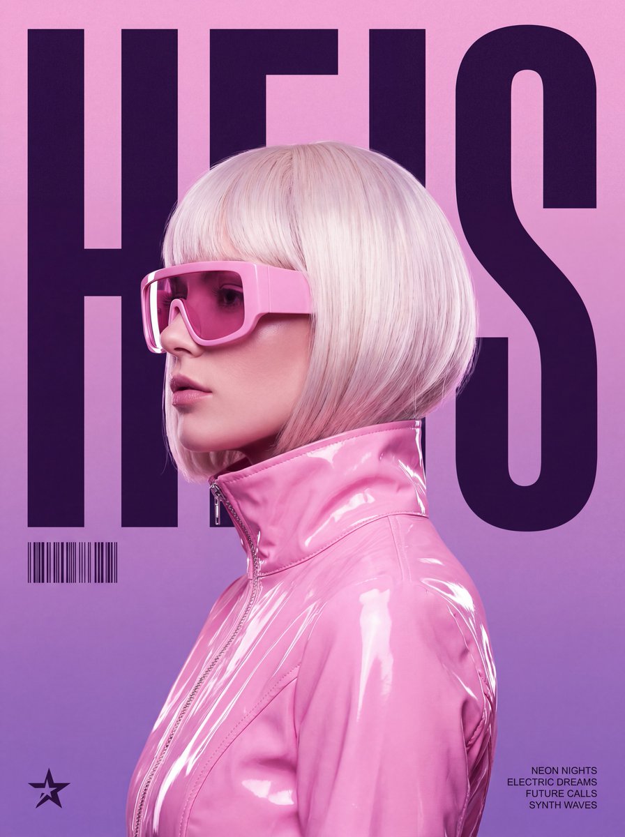 Stylized, Retro-futuristic Music Poster IN A Synthwave Aesthetic. The Central sample 2