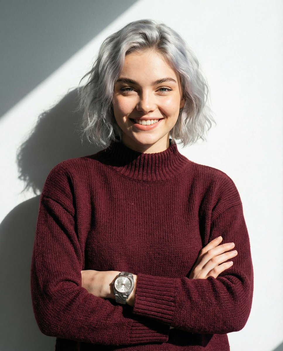 Man Smiling And Posing With His Arms Crossed, Wearing A sample 2