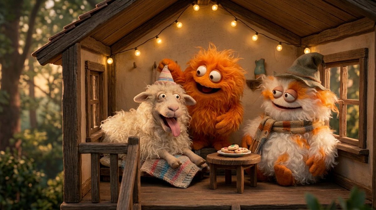 Funny 4-part Story Featuring 3 Fluffy Creatures Building A Treehouse. sample 4