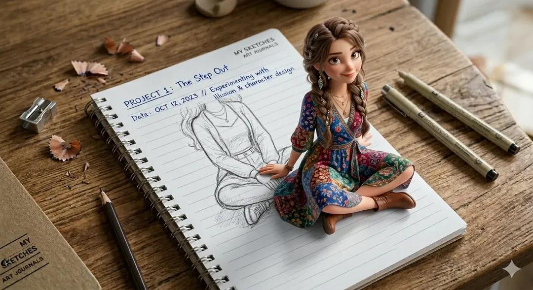 Creative 3D Illusion Artwork OF A Cute Young Girl Stepping sample 3