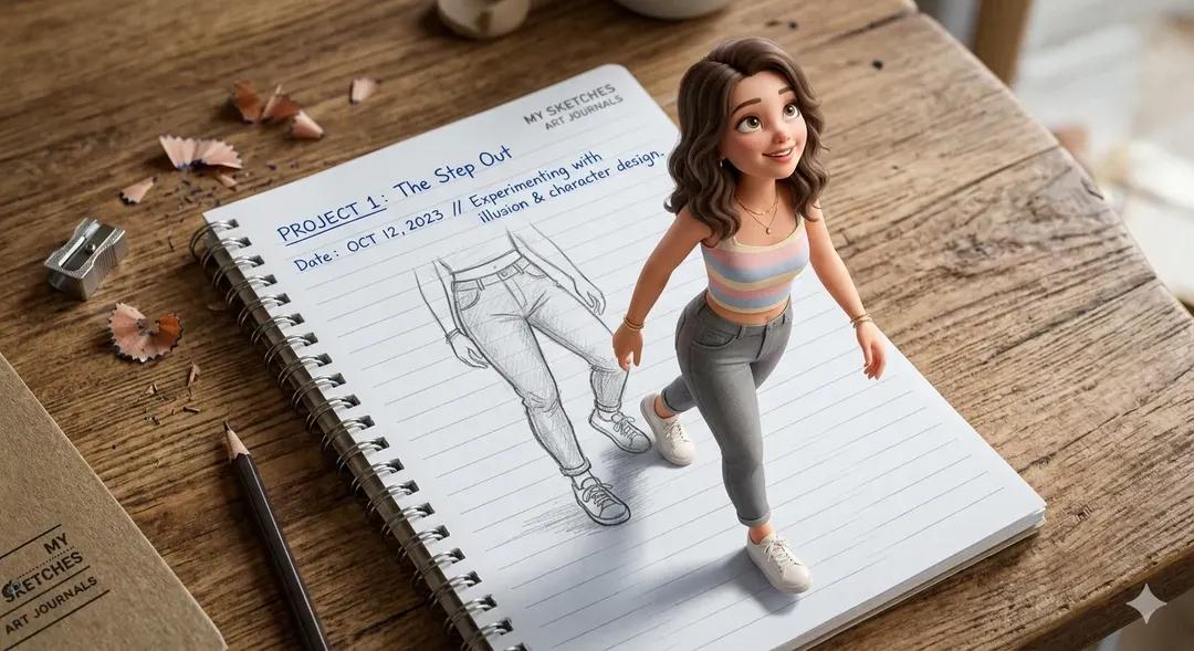 Creative 3D Illusion Artwork OF A Cute Young Girl Stepping sample 4