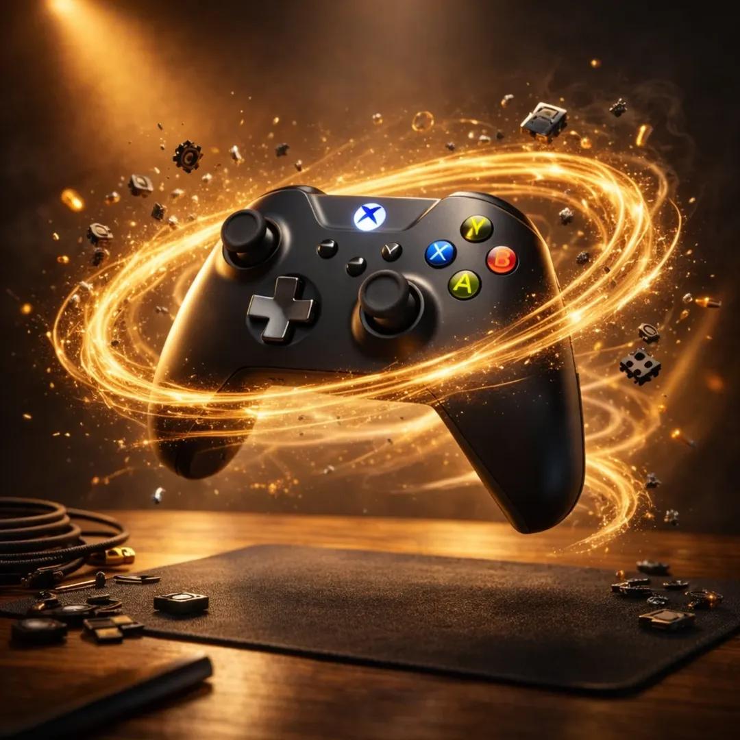 Ultra-realistic Gaming Mouse Floating Above A Desk, Surrounded BY Glowing sample 4