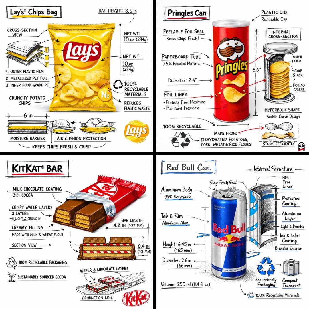 Create a branded technical infographic of a [SNACK], combining a realistic photograph or photoreal …