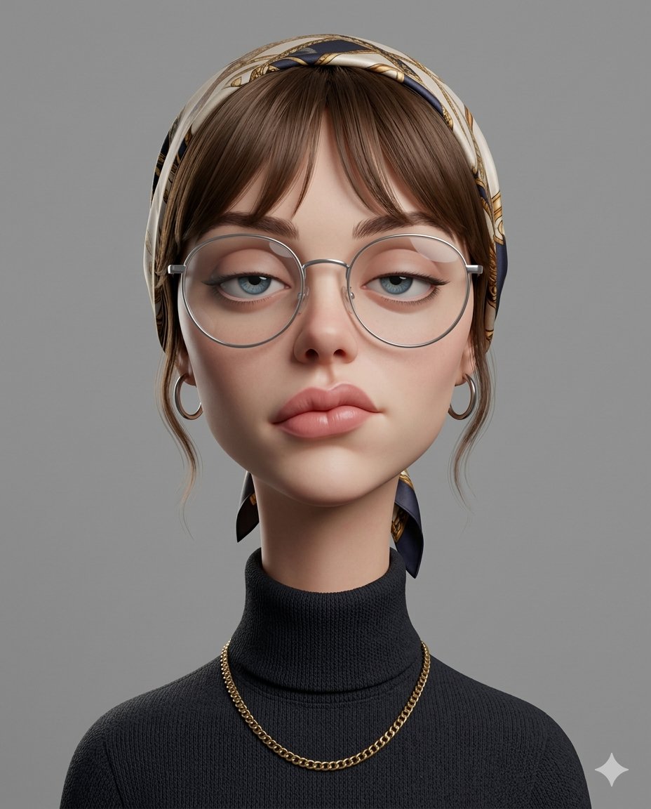Exaggerated Stylized 3D Caricature Character Portrait With Strong Intentional Deformation sample 2