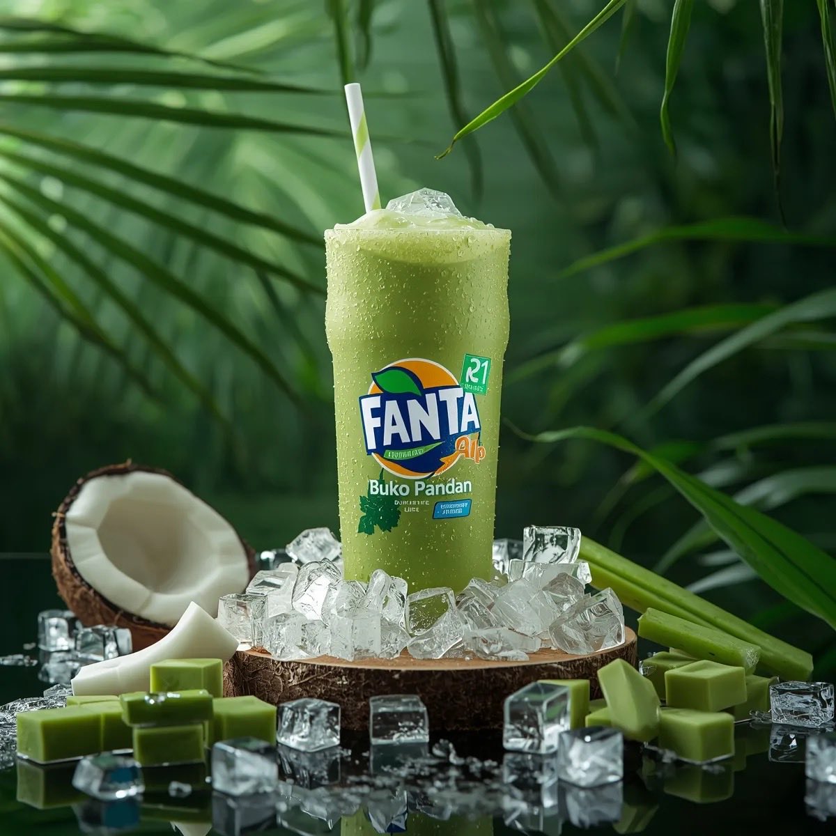 Ultra-realistic Commercial Product Photography OF A Cold Green Tropical Drink sample 2