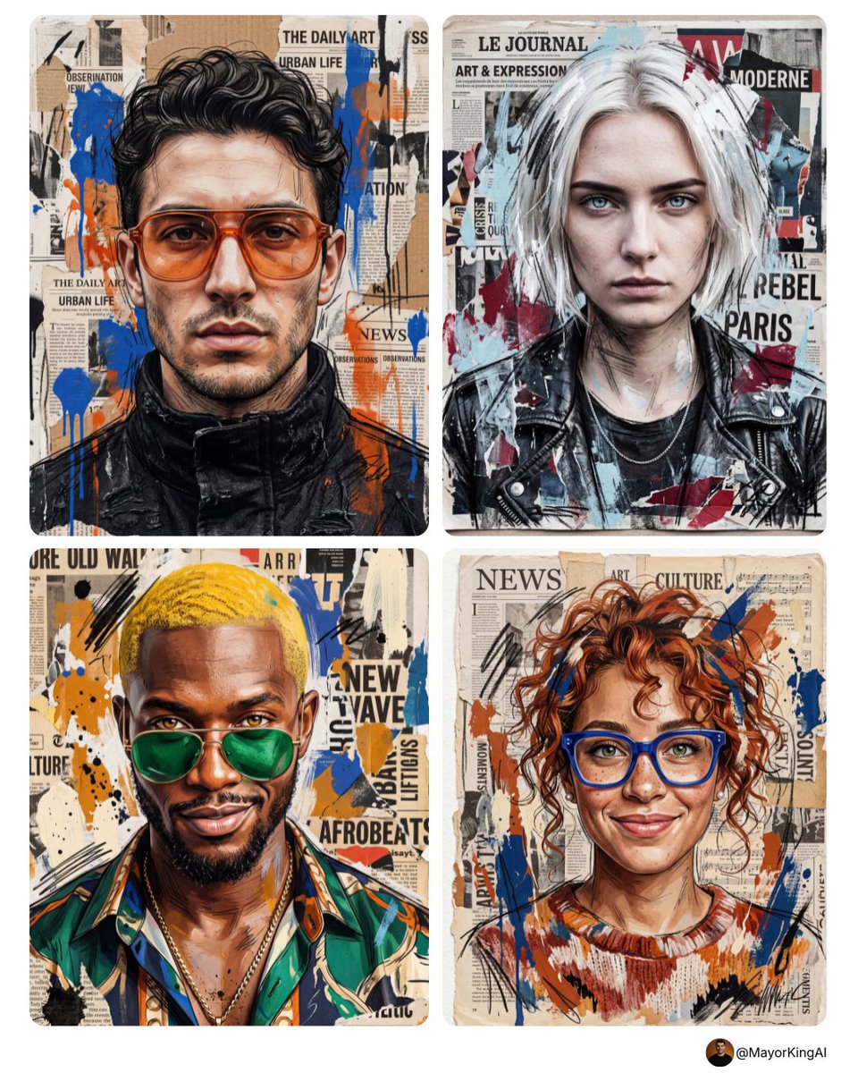 Mixed-media Portrait OF Subject, Subject, Subject, With Subject, Realistic Identity, sample 1