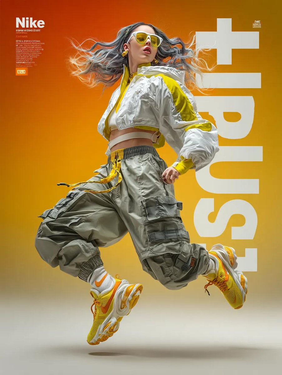 Dynamic Fashion Advertisement For Nike Showing A Hyper-realistic Model Mid-twist sample 2
