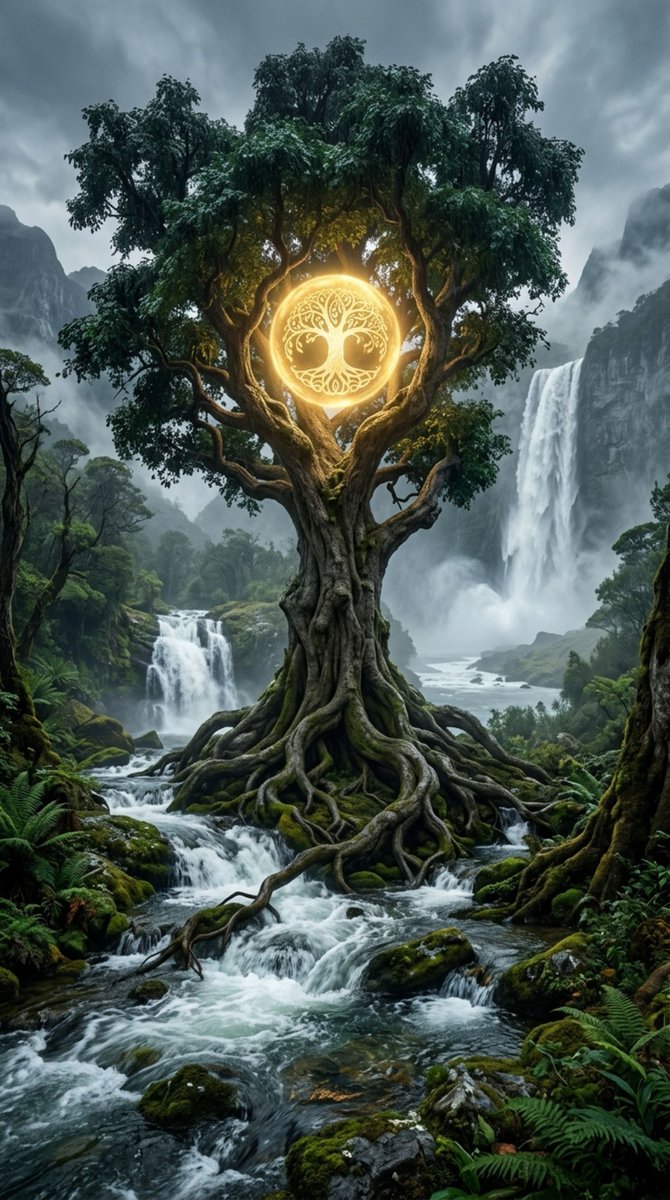 Majestic, Ancient Gnarled Tree With Thick, Twisting Roots Sits AT sample 2