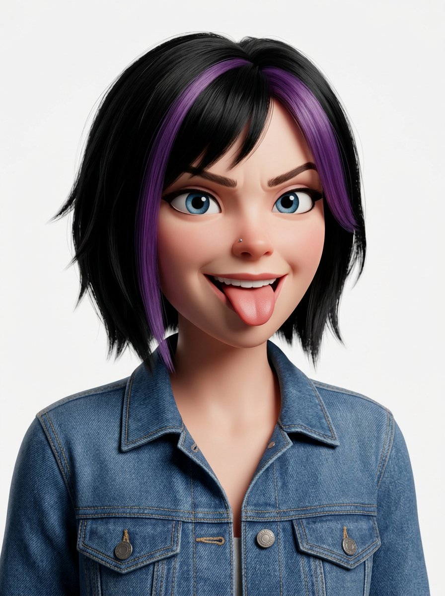 Head-and-shoulders Pixar-style 3D Avatar OF AN Edgy Person Based ON sample 3