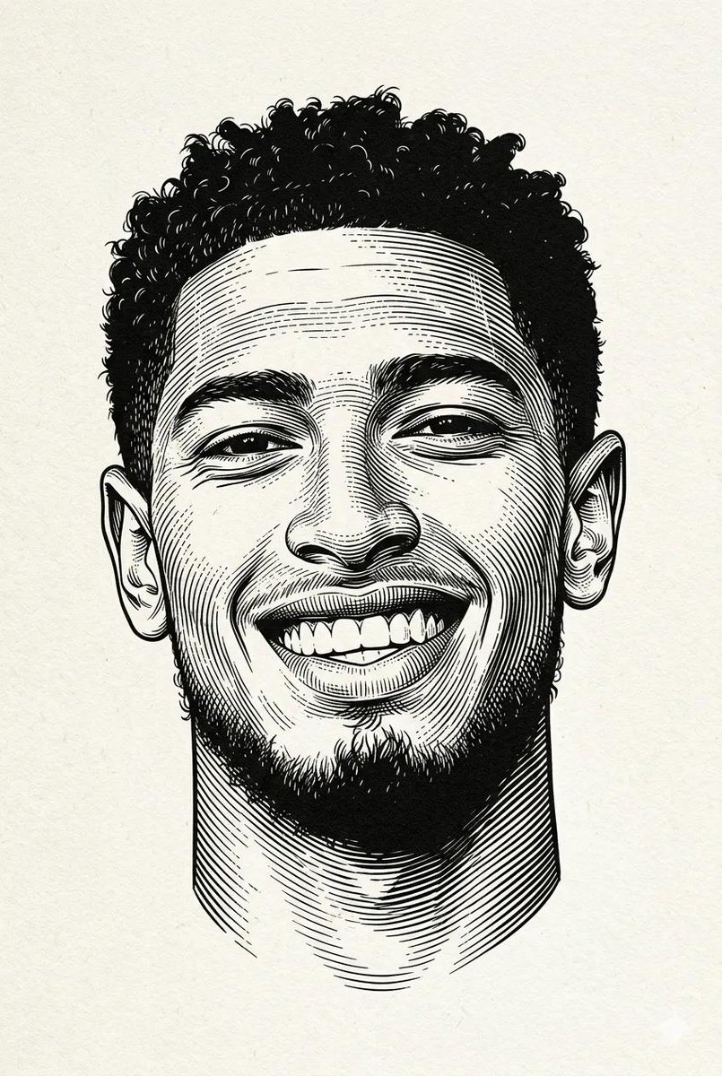 Black And White Engraved Portrait Illustration OF A Person. sample 1