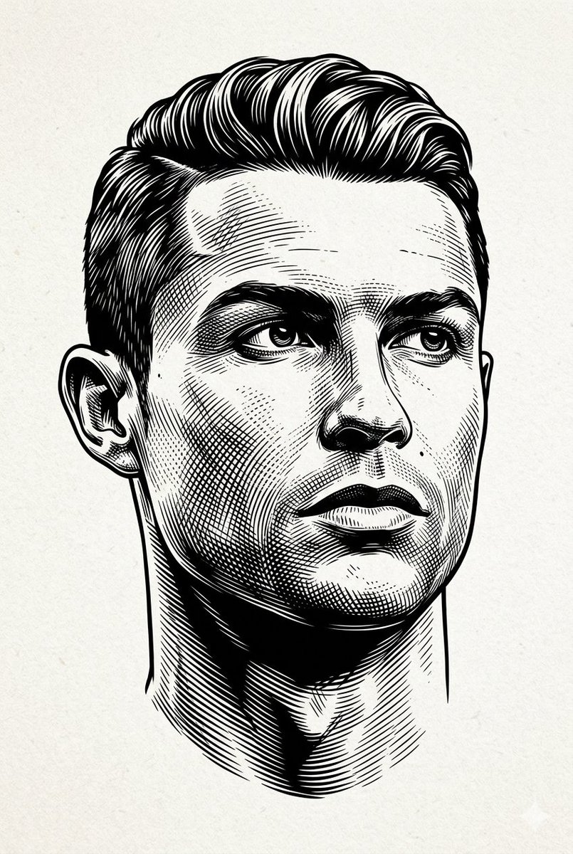 Black And White Engraved Portrait Illustration OF A Person. sample 3