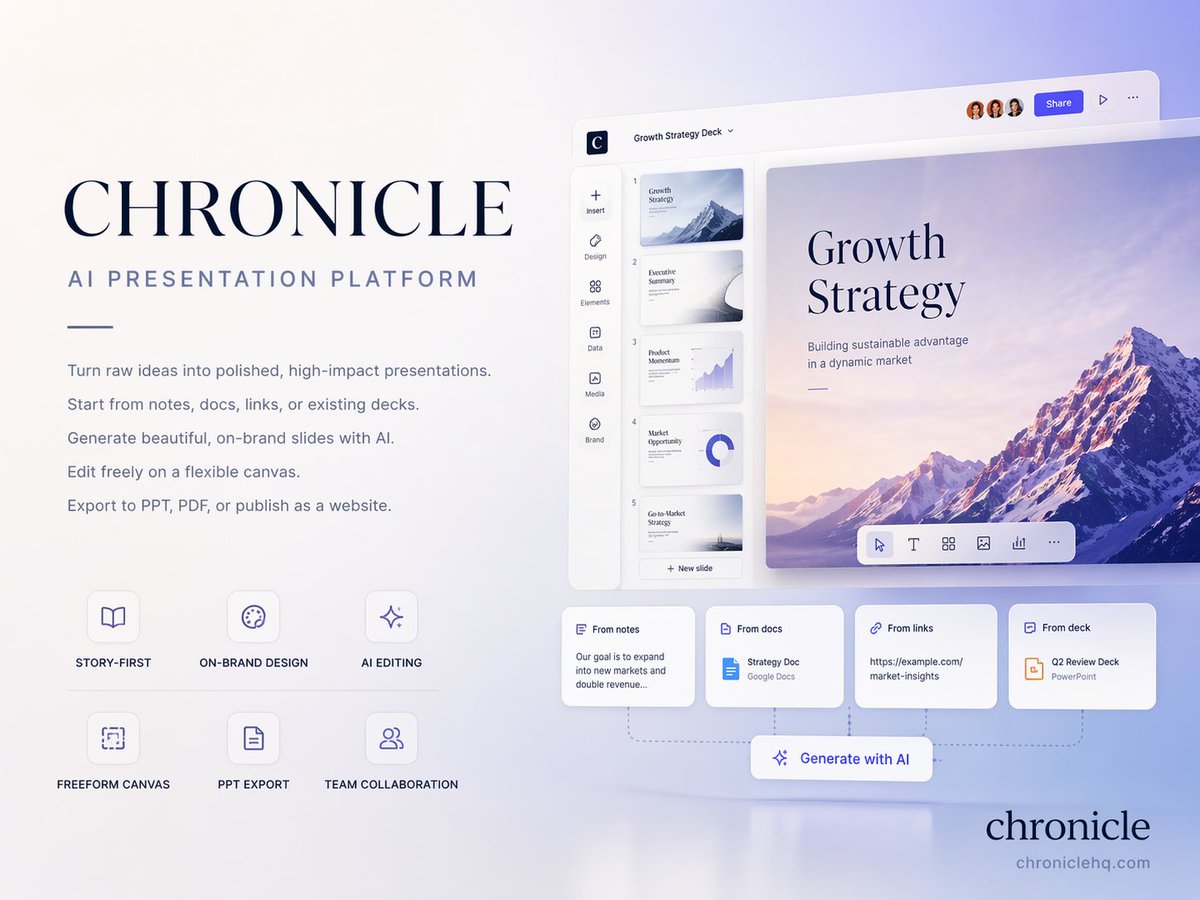 Premium 4:3 Presentation Cover Slide Introducing Chronicle, The Ai-native Presentation sample 1