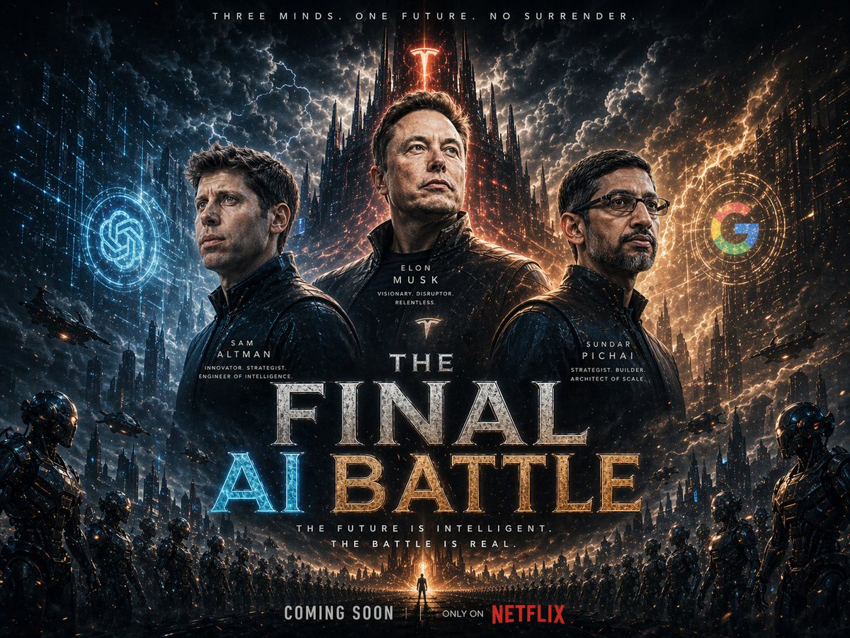 Cinematic Epic Sci-fi Fantasy Movie Poster Featuring Three Powerful Tech sample 4