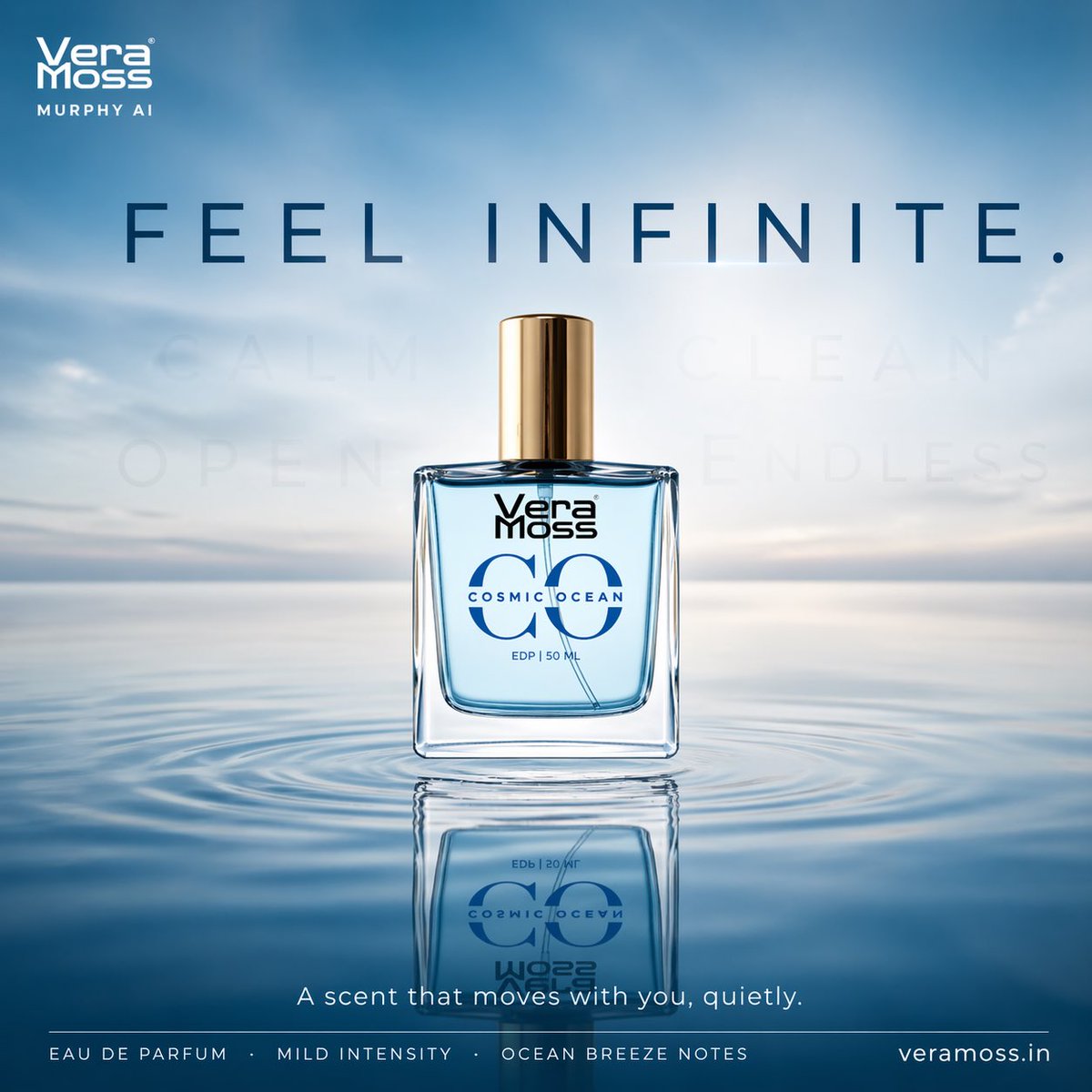 Hyper-realistic Cinematic Perfume Billboard Poster For Vera Moss Tavernier Blue sample 3