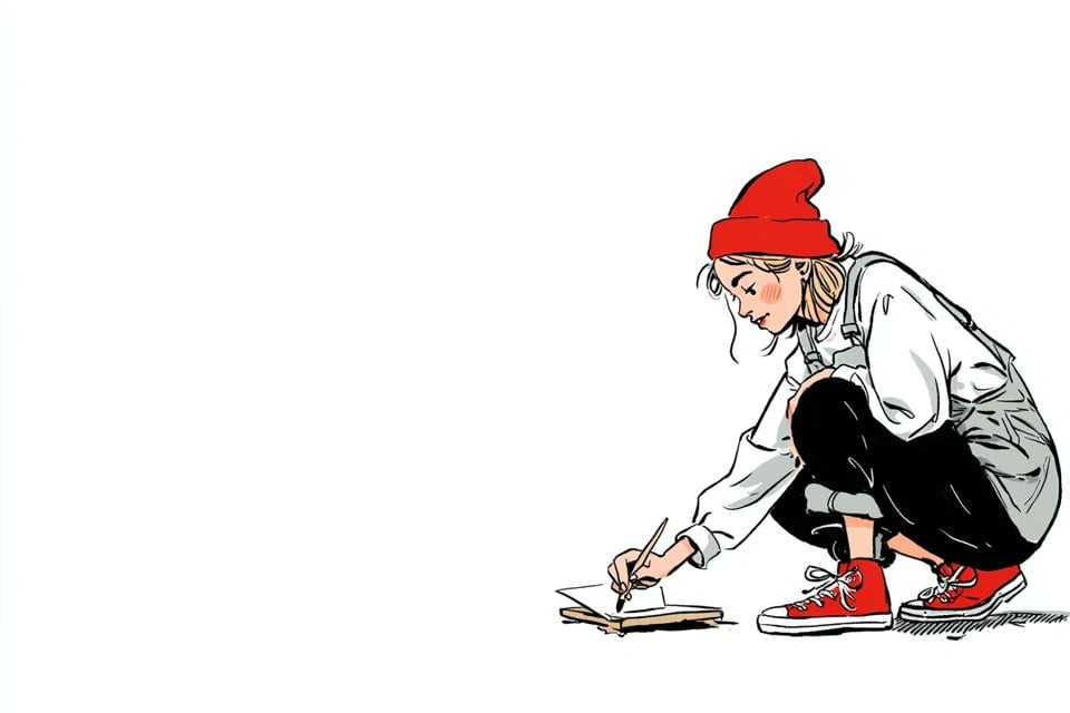 A simple illustration of a subject in outfit, doing action, with a facial expression expression,... thumbnail 3