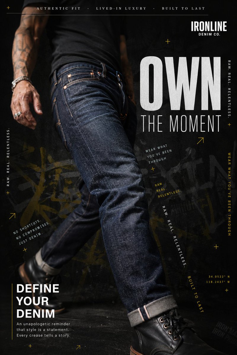 Hyperrealistic Premium Denim Advertisement Shot IN A Dark, Moody Editorial sample 1