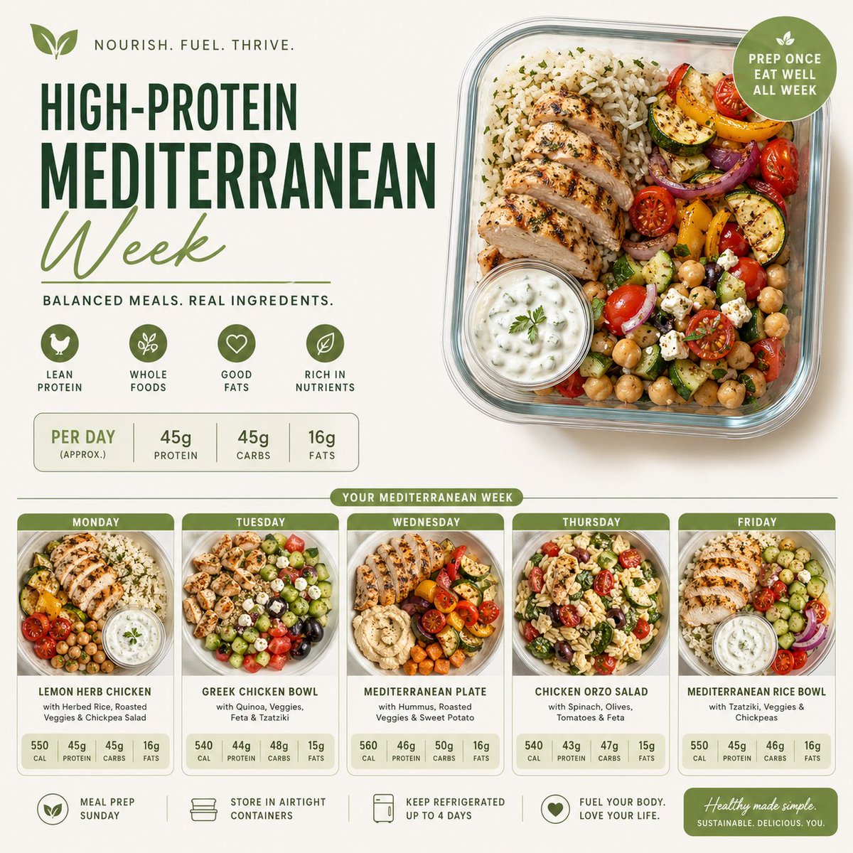 Clean & Appetizing Meal Prep Layouts sample 1